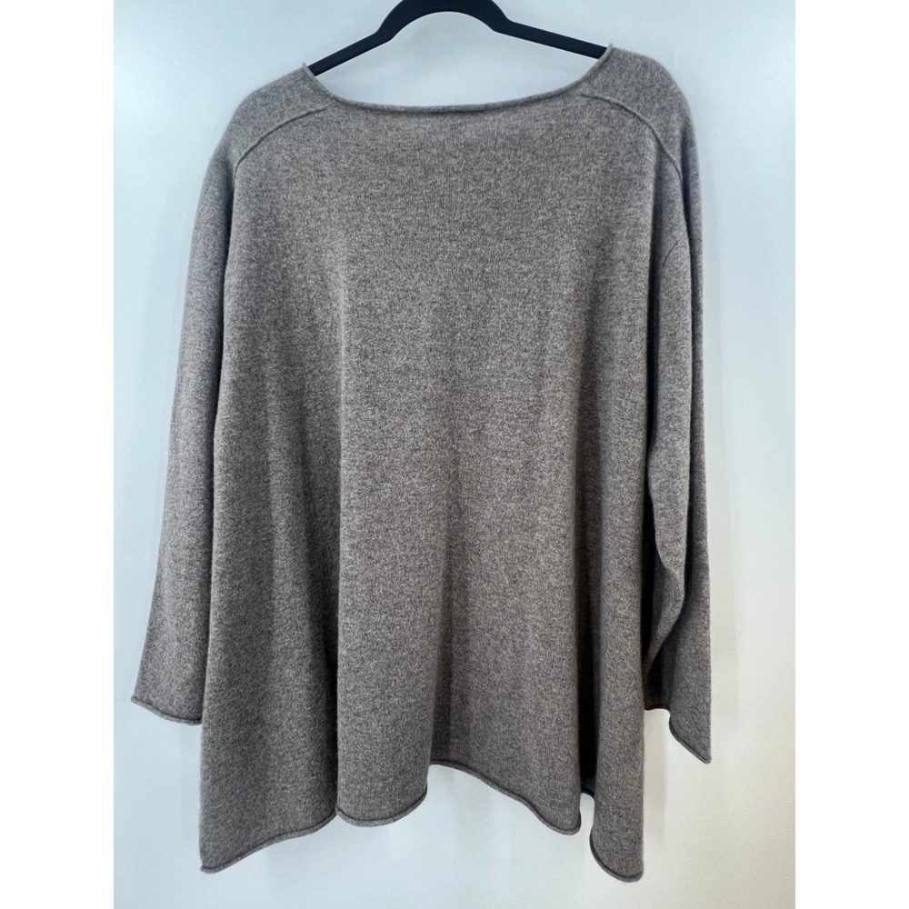 Eileen Fisher Quiet Luxury Cashmere Sweater Women 3X Brown Minimalist Lagenlook - Picture 2 of 11